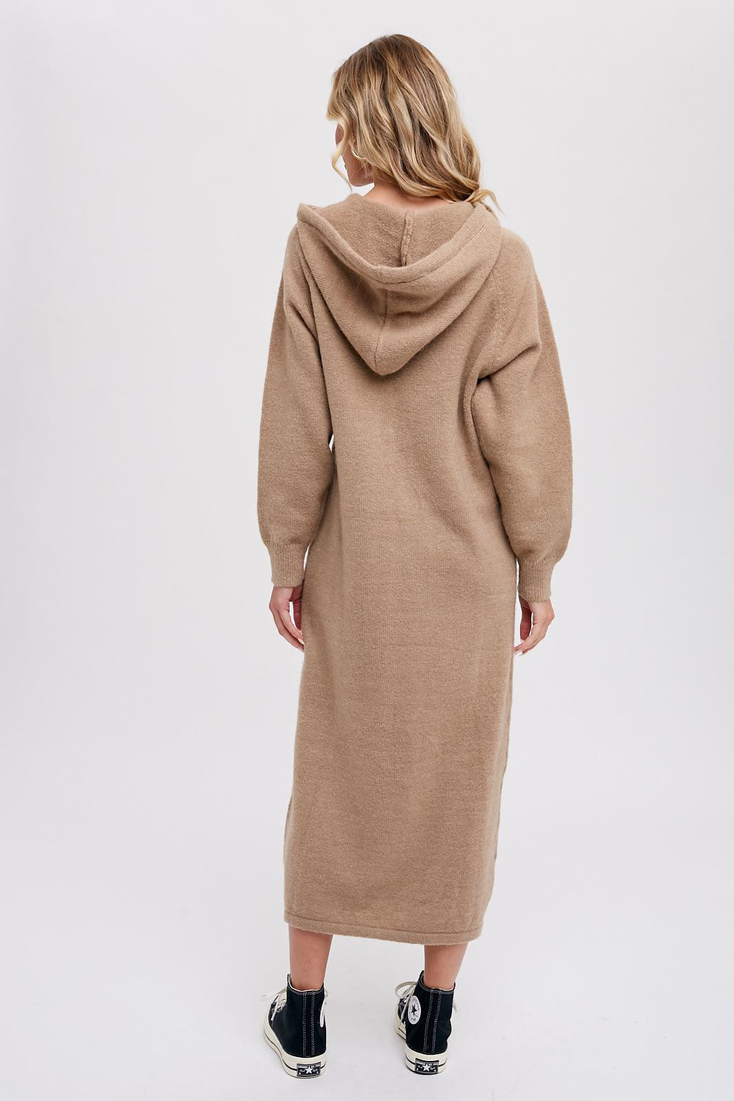 midi hooded dress Hooded jersey midi dress in grey - Alaia