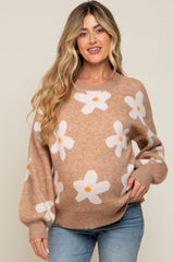 Camel Daisy Soft Brushed Knit Maternity Sweater