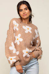Camel Daisy Soft Brushed Knit Maternity Sweater