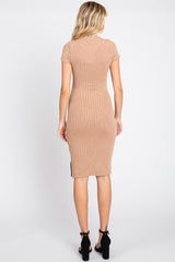 Mocha Ribbed Fitted Dress