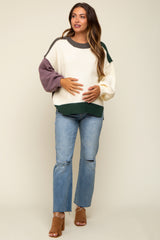 Ivory Multicolor Colorblock Maternity Sweater