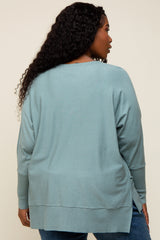 Jade Dolman Sleeve Side Slit Plus Sweater