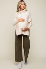 Cream Cowl Neck Dolman Sleeve Maternity Sweater