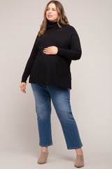Black Cowl Neck Dolman Sleeve Maternity Plus Sweater