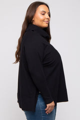 Black Cowl Neck Dolman Sleeve Plus Sweater