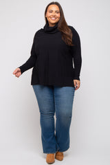 Black Cowl Neck Dolman Sleeve Maternity Plus Sweater
