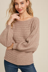 Taupe Crochet Dolman Sleeve Maternity Sweater
