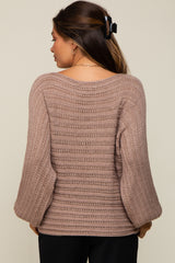 Taupe Crochet Dolman Sleeve Maternity Sweater
