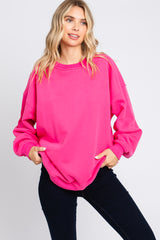 Fuchsia Soft Knit Fleece Lined Sweatshirt
