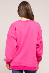 Fuchsia Soft Knit Fleece Lined Maternity Sweatshirt