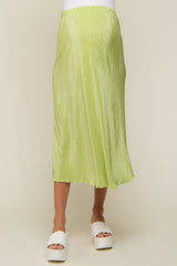 Lime Plisse Maternity Midi Skirt