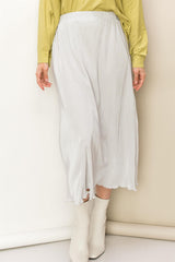 Grey Plisse Midi Skirt