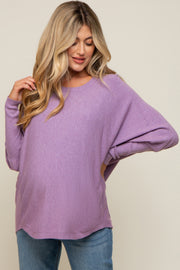 Lavender Knit Long Dolman Sleeve Maternity Top