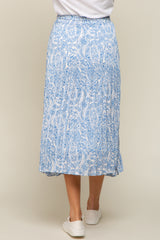 Blue Paisley Pleated Maternity Midi Skirt