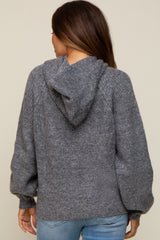 Grey Hooded Maternity Sweater