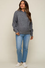 Grey Hooded Maternity Sweater