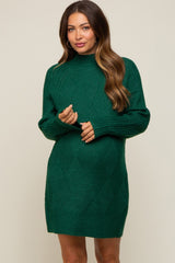 Hunter Green Knit Long Sleeve Maternity Sweater Dress