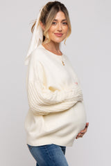 Cream Cable Knit Sleeve Maternity Sweater