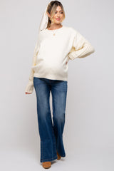 Cream Cable Knit Sleeve Maternity Sweater