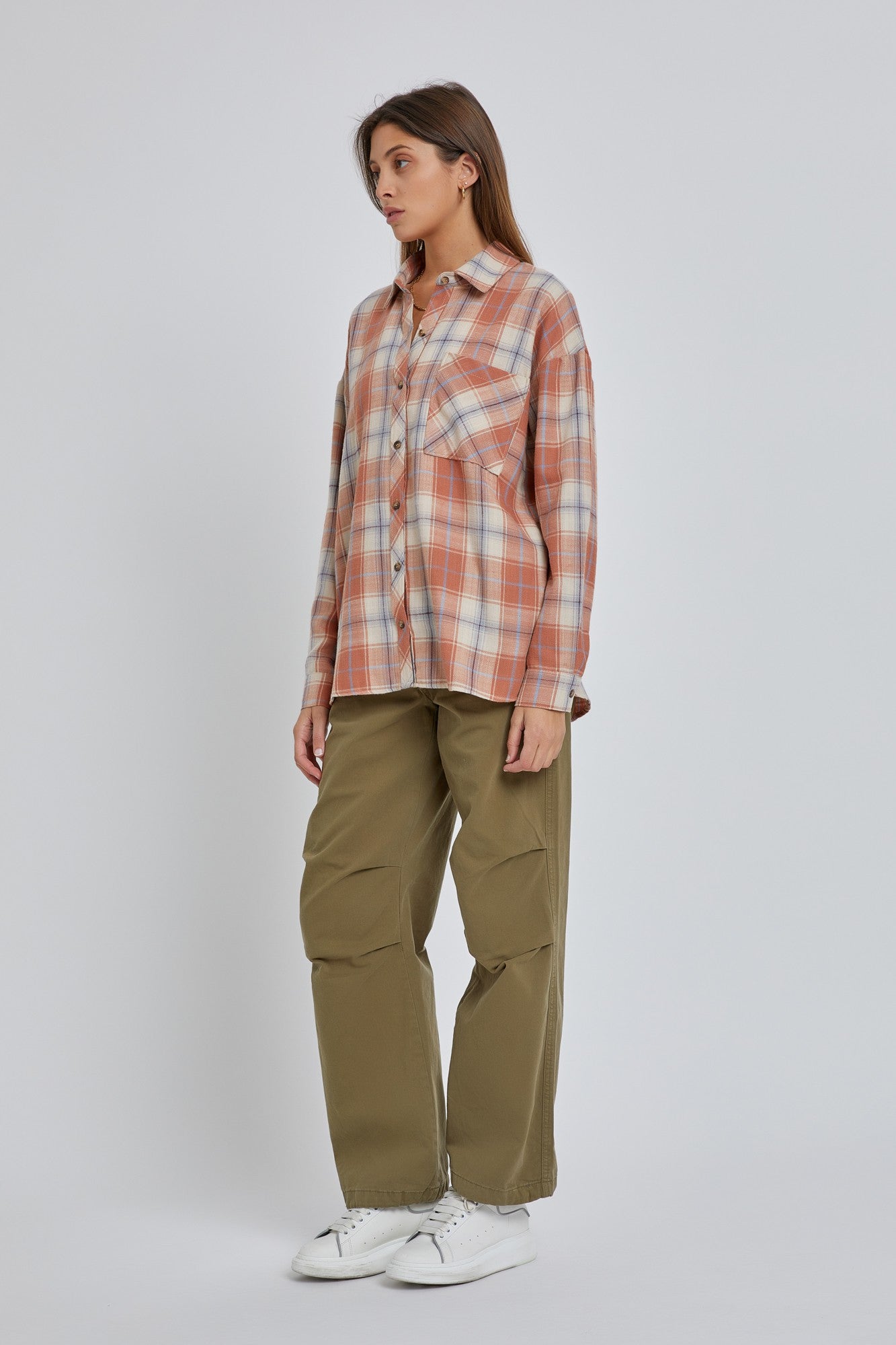 Rust Color Flannel Rust Flannel Plaid Button Up Top – PinkBlush