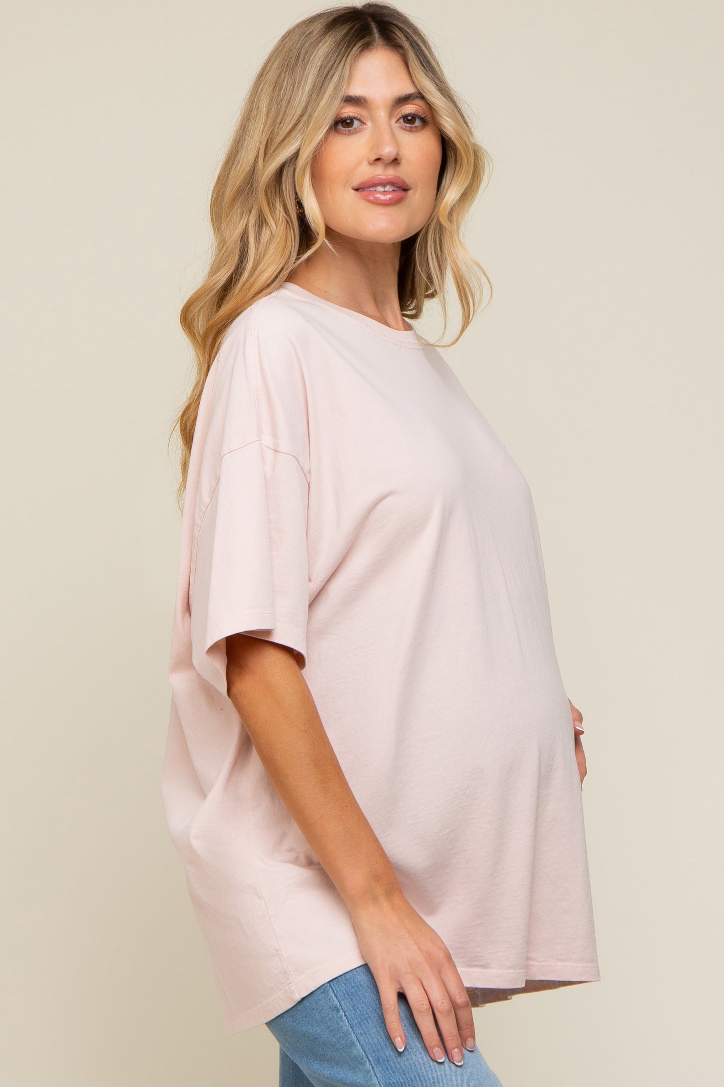 Light Pink Oversized Maternity T-Shirt– PinkBlush