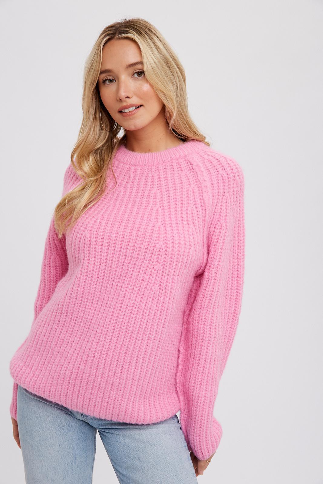 Pink Basic Chunky Knit Sweater– PinkBlush