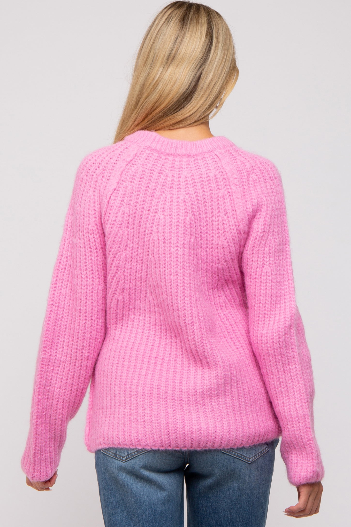 Pink Basic Chunky Knit Maternity Sweater