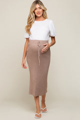 Mocha Rib Knit Maternity Midi Skirt