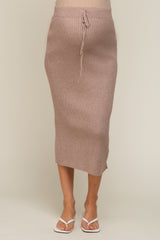 Mocha Rib Knit Maternity Midi Skirt