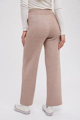 Taupe Front Seam Sweater Knit Drawstring Pants