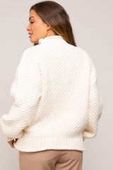 Cream Chunky Knit Mock Neck Maternity Sweater