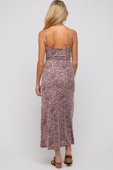 Burgundy Floral Sleeveless Maternity Maxi Dress