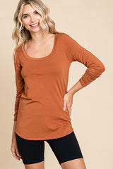 Rust Basic Long Sleeve Maternity Top