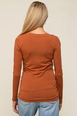 Rust Basic Long Sleeve Maternity Top