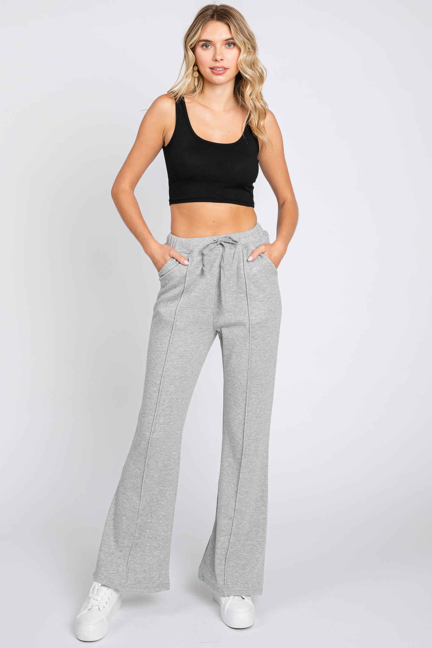 Heather Grey Faux Fur Lined Maternity Flare Lounge Pants– PinkBlush