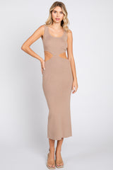 Mocha Sleeveless Side Cutout Midi Dress