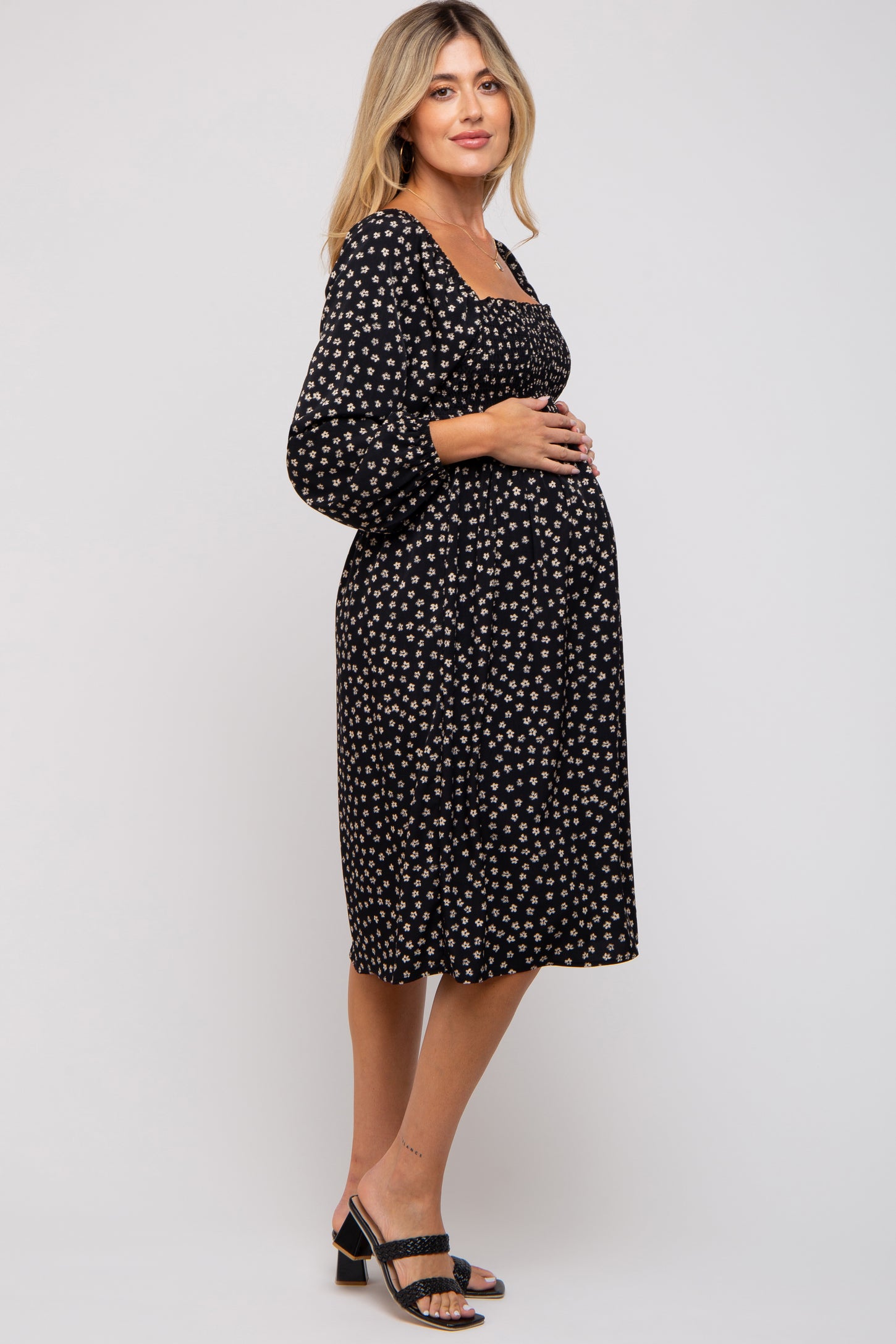 Black Chambray Maternity Tiered Shirt Dress– PinkBlush