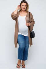 Mocha Knit Bell Sleeve Plus Maternity Cardigan