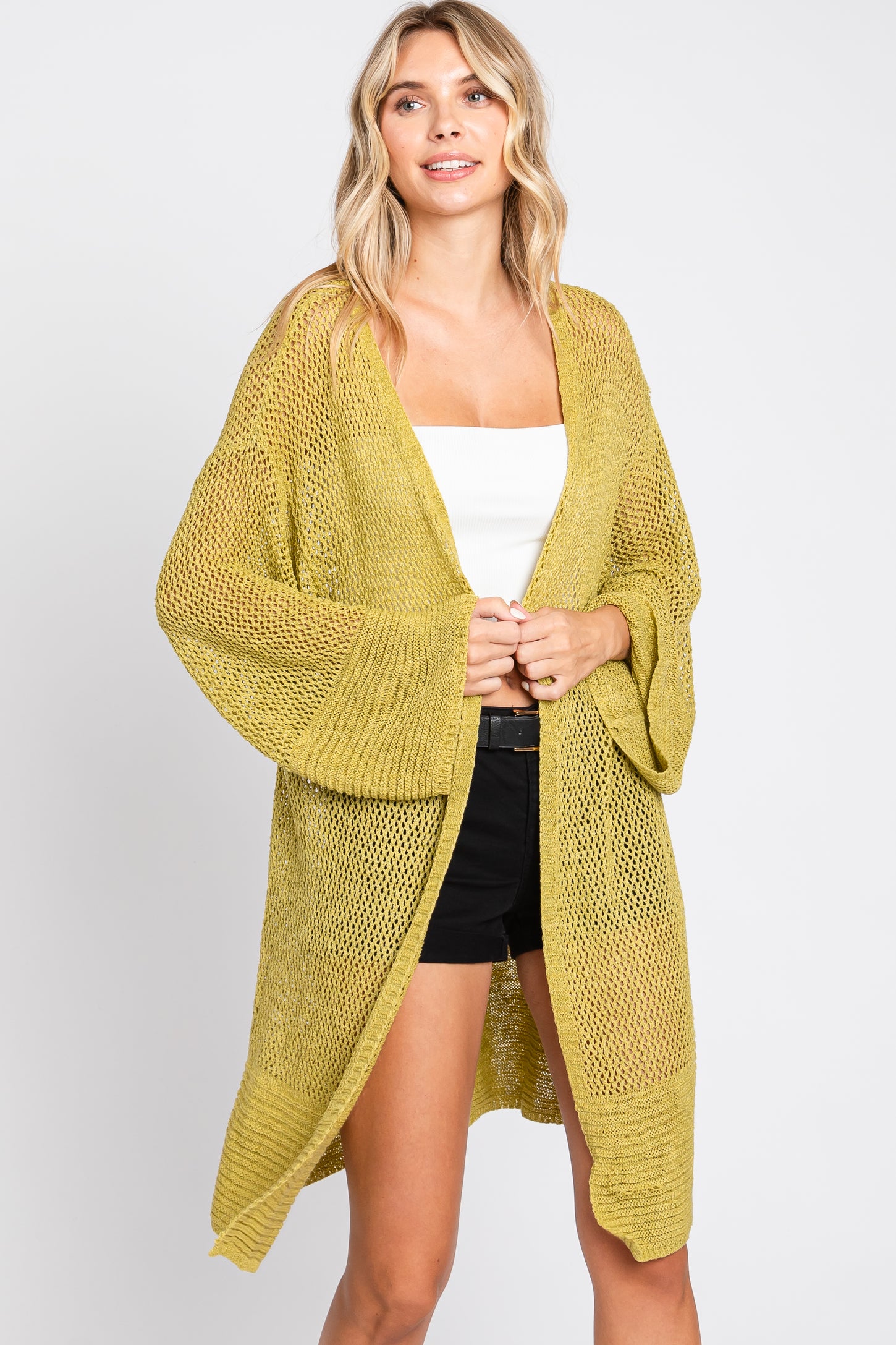 Lime Open Knit Cardigan