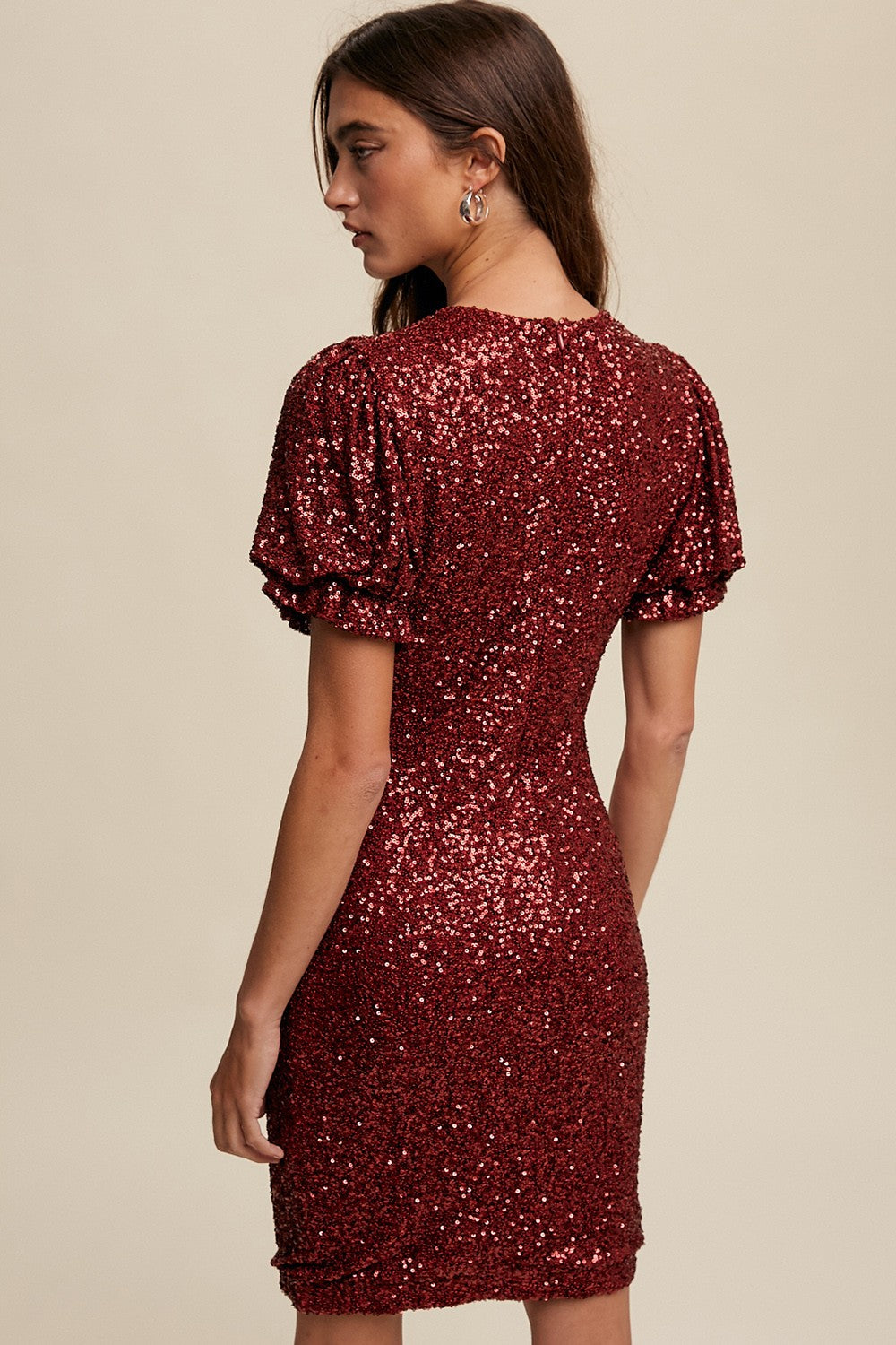 Burgundy Sequin Fitted Mini Dress PinkBlush Burgundy Sequin Fitted Mini Dress PinkBlush