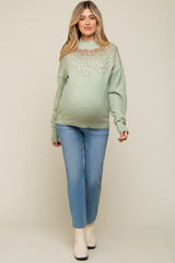 Mint Sequin Knit Mock Neck Maternity Sweater