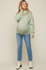 Mint Sequin Knit Mock Neck Maternity Sweater