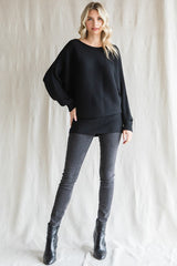 Black Knit Dolman Sleeve Sweater