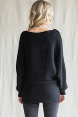 Black Knit Dolman Sleeve Sweater