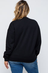 Black Soft Knit Fleece Lined Maternity Plus Sweatshirt