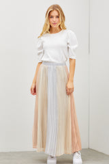 Grey Colorblocked Pleated Maxi Skirt