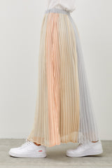 Grey Colorblocked Pleated Maxi Skirt