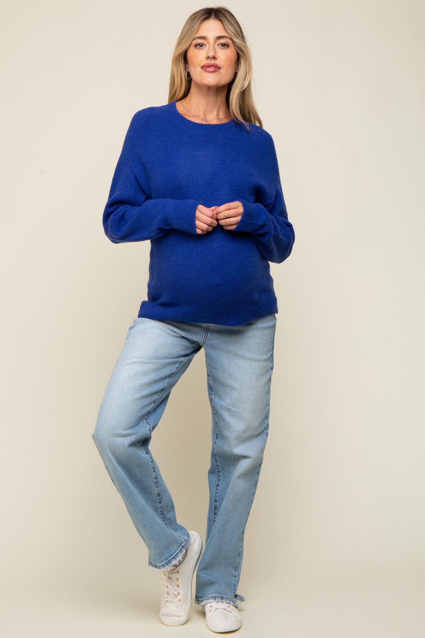 Royal Blue Basic Maternity Sweater PinkBlush