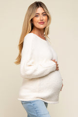 Ivory Fuzzy Knit Maternity Sweater