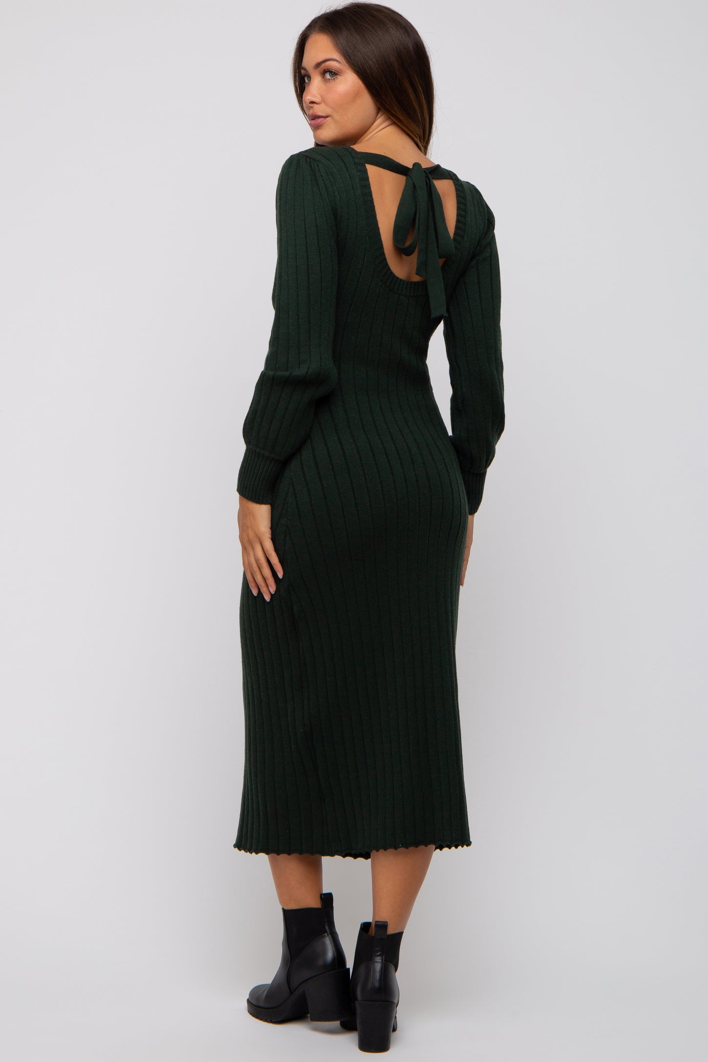 Forest Green Back Tie Maternity Sweater Dress PinkBlush Forest Green Back Tie Maternity Sweater Dress PinkBlush